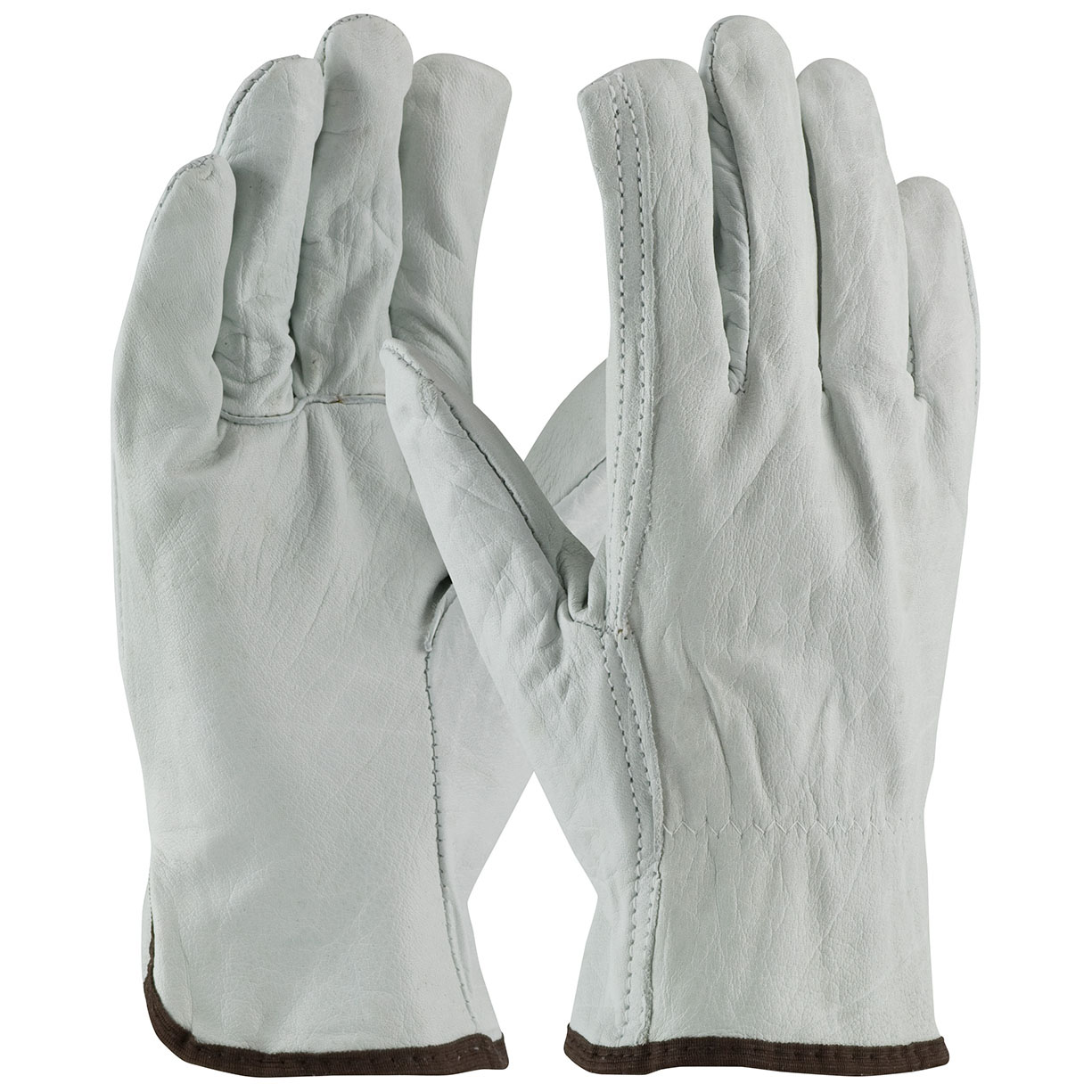 PIP® 686 Industrial Grade General Purpose Gloves, Drivers, Top Grain Cowhide Leather Palm, Top Grain Cowhide Leather, Natural, Slip-On Cuff, Resists: Abrasion, Unlined Lining, Straight Thumb